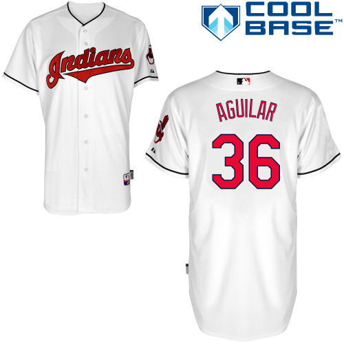 Jesus Aguilar #36 MLB Jersey-Cleveland Indians Men's Authentic Home White Cool Base Baseball Jersey